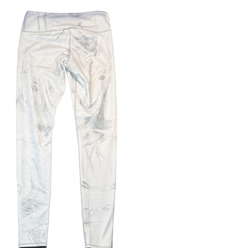 Alo Yoga High Waist Leggings Womens‎ XS White Grey Marble Print Designer Gymwear